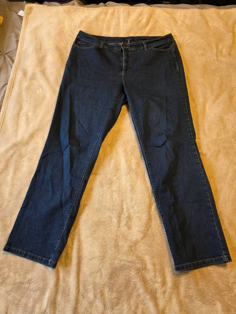 Charter Club Lexington Straight Jeans Women's 16W Blue Stretch Denim